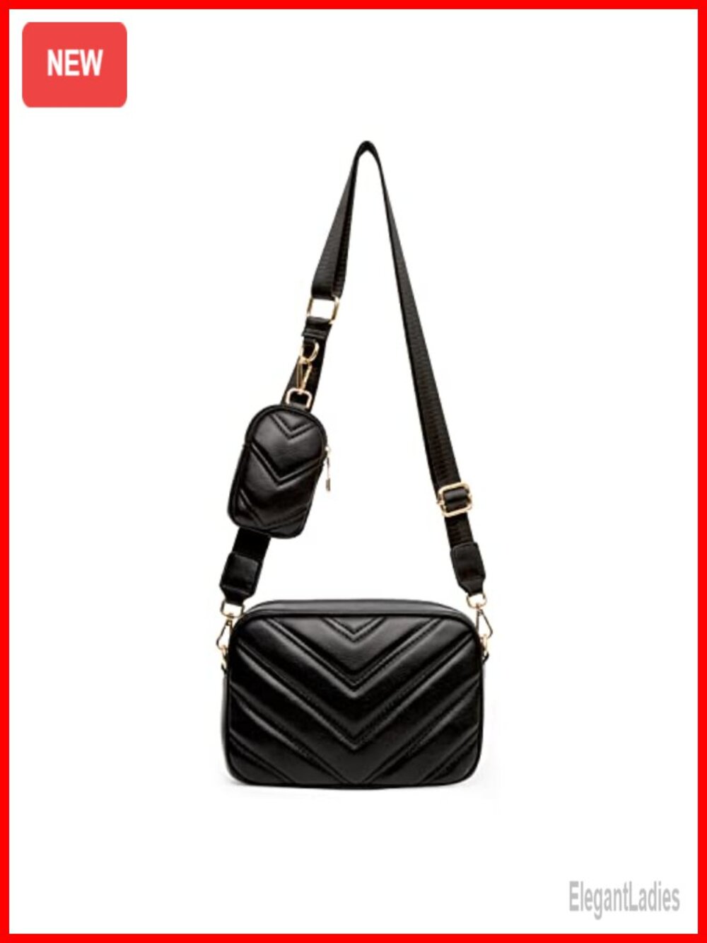 Quilted Vegan Faux Leather Small Crossbody Bag with Coin Pouch